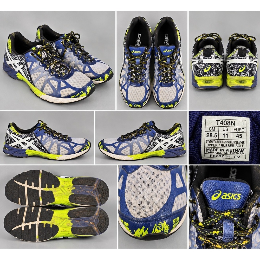 ASICS Gel Noosa Tri 9 T408N Mens 11 EU 45 Blue Neon Triathlon Running Shoes